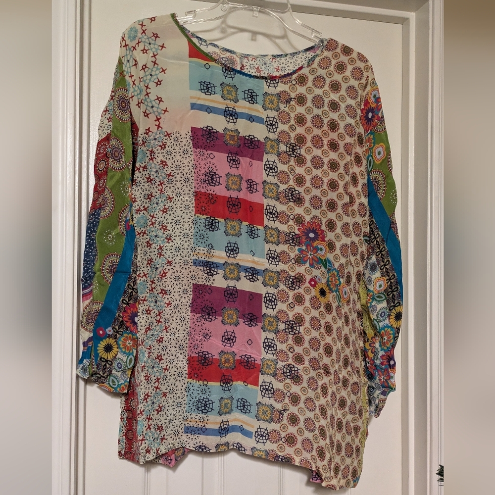 Johnny Was Colorful Patchwork Women's Top
